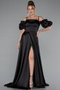 Abendkleid Lang Satin Schwarz ABU5103