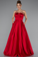 Abschlusskleid Lang Satin Rot ABU5105