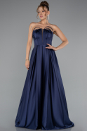 Abschlusskleid Lang Satin Marineblau ABU5105