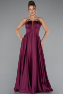 Abschlusskleid Lang Satin Kirschrot ABU5105