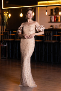 Abendkleid im Meerjungfrau-Stil Lang Gold ABU4509