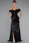 Abendkleid Lang Satin Schwarz ABU5130