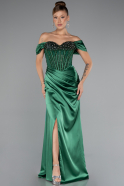 Abendkleid Lang Satin Smaragdgrün ABU5130
