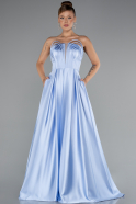 Abschlusskleid Lang Satin Eisblau ABU5105