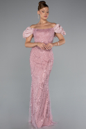 Puder Abendkleid İm Meerjungfrau-Stil Lang ABU4509