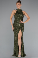 Abendkleid Lang Schuppig Khaki ABU5135