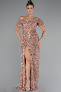 Lachs Abendkleid Schuppig Lang ABU4843