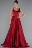 Abendkleid Lang Satin Weinrot ABU5136