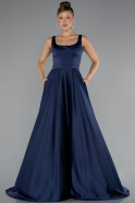 Abendkleid Lang Satin Marineblau ABU5136