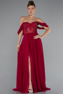 Pflaume Abendkleid Chiffon Lang ABU3310