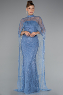 Abendkleid Lang Perlenbesetzt Indigo ABU5141