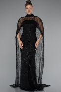 Abendkleid Lang Perlenbesetzt Schwarz ABU5141