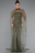 Abendkleid Lang Perlenbesetzt Khaki ABU5141