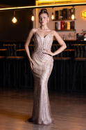 Gold Abendkleid İm Meerjungfrau-Stil Schuppig Lang ABU5112