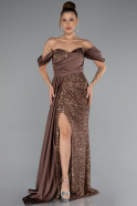Braun Abendkleid Schuppig Lang ABU4085