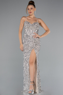 Beige Abendkleid Schuppig Lang ABU4842