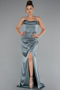 Abendkleid im Meerjungfrau-Stil Lang Satin Türkis ABU5149