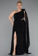 Kleider in Großen Größen Lang Chiffon Schwarz ABU5145
