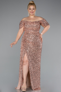 Lachs Abendkleid İn Übergröße Schuppig Lang ABU4863