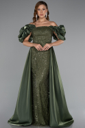 Abendkleid Lang Perlenbesetzt Khaki ABU5154