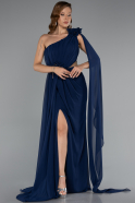 Standesamtkleid Lang Chiffon Marineblau ABU5144