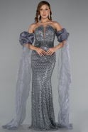 Anthrazit Abendkleid Lang ABU5100
