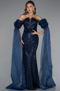 Marineblau Abendkleid Lang ABU5100