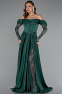 Smaragdgrün Standesamtkleid Satin Lang ABU5054