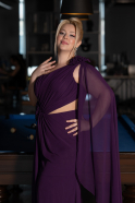 Kleider in Großen Größen Lang Chiffon Violette ABU5145
