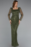 Abendkleid Lang Perlenbesetzt Khaki ABU5165