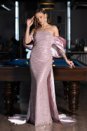 Abendkleid Lang Perlenbesetzt Puder ABU5169