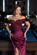 Pflaume Abendkleid Satin Lang ABU5130