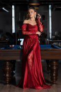 Weinrot Standesamtkleid Satin Lang ABU5054
