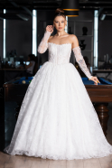 Hochzeitskleider Lang Spitze Weiß ABG149