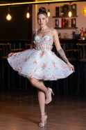 Designer Abendkleid Kurz Schuppig Weiß ABK2407