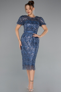 Partykleid Midi Perlenbesetzt Indigo ABK2412