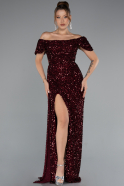 Weinrot Abendkleid Schuppig Lang ABU4843