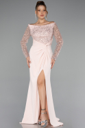 Beige Abendkleid Lang ABU4896