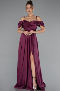 Pflaume Abschlusskleid Satin Lang ABU4703