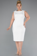 Partykleid in Übergröße Midi Weiß ABK2422