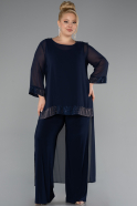 Marineblau Abendkleid Chiffon Lang ABT083