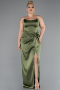 Abendkleid in Übergröße Lang Satin Khaki ABU5179
