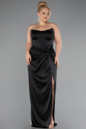 Abendkleid in Übergröße Lang Satin Schwarz ABU5179