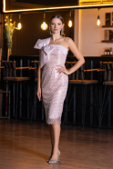 Abendkleid Midi Perlenbesetzt Puder ABK2424