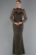 Khaki Abendkleid İm Meerjungfrau-Stil Lang ABU4526