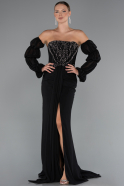 Abendkleid Lang Chiffon Schwarz ABU5241
