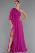 Kleider in Großen Größen Lang Chiffon Fuchsie ABU5260
