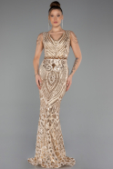 Gold Abendkleid İm Meerjungfrau-Stil Schuppig Lang ABU3842
