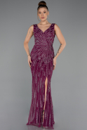 Pflaume Abendkleid İn Übergröße Lang ABU4717