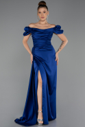 Azurblau Verlobungskleid Satin Lang ABU1606